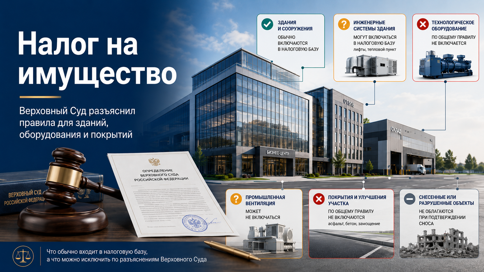 Верховный Суд объяснил, когда снесенное здание и оборудование в здании не увеличивают налог на имущество