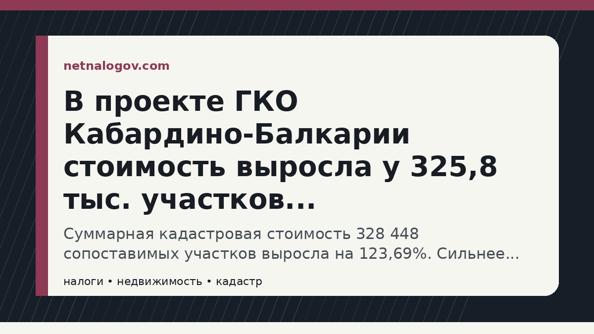 Иллюстрация к материалу: В проекте ГКО Кабардино-Балкарии стоимость выросла у 325,8 тыс. участков