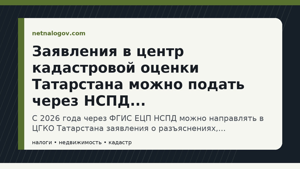 Иллюстрация к материалу: Заявления в центр кадастровой оценки Татарстана можно подать через НСПД