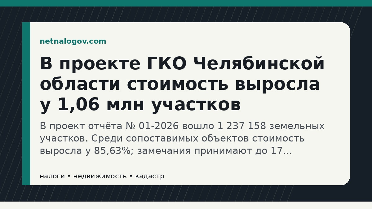 Иллюстрация к материалу: В проекте ГКО Челябинской области стоимость выросла у 1,06 млн участков